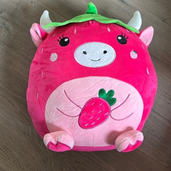 XXL Squishy 🍓 Strawberry Milk Cow Plushie Toy Stuffed Animal - Picture 1 of 2